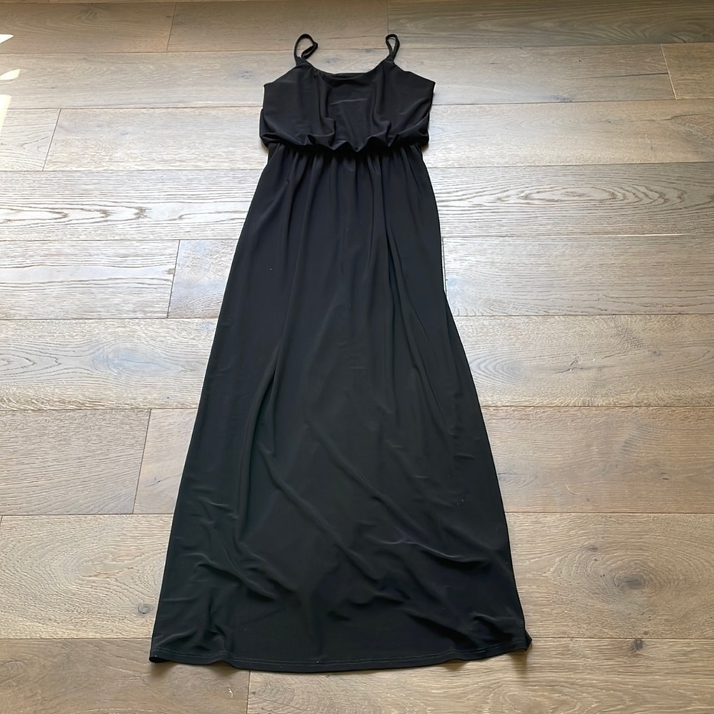 NWT Nik And Nash High Waist Matte Jersey Black Maxi Dress Adjustable Strap Small